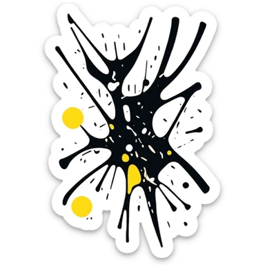 Pollock abstract splatter art in cartoon sticker style sticker