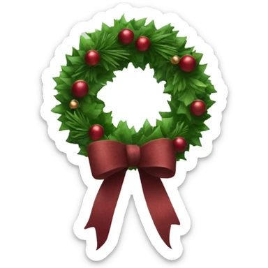 Realistic green and burgundy red  christmasy wreath sticker