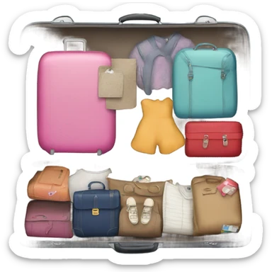 Suitcase packed organized girly colors sticker