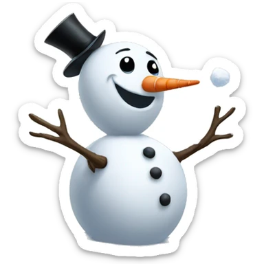 snowman throwing a snowball at olaf sticker