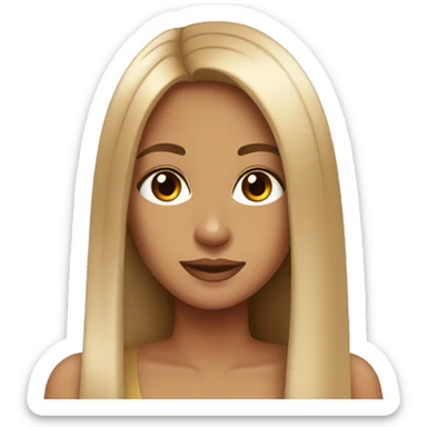tan girl, beautiful, long straight hair, brown eyes sticker
