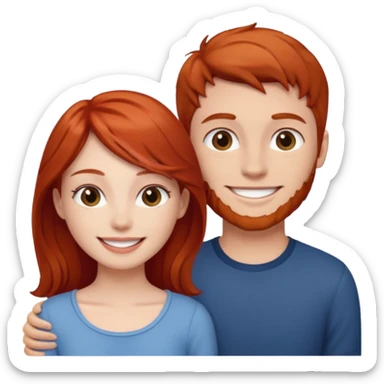 red head girl with brunette boy couple sticker