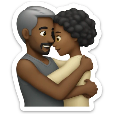 Cuddling (white man, black woman) sticker