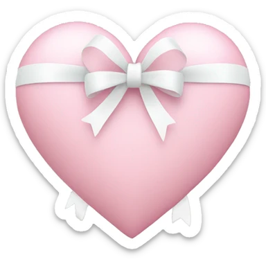 Pastel pink heart with white bow sticker
