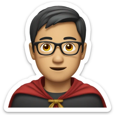 Asian male in glasses add cape sticker