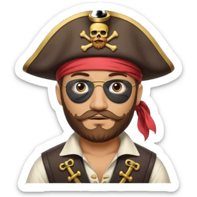 pirate captain eye pach beard sticker