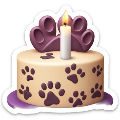 Paw print birthday cake with candle sticker