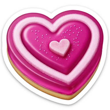 Realistic shortbread cookie in the shape of a heart with Fuchsia color jelly middle filling and sprinkled powder sugar on top. sticker