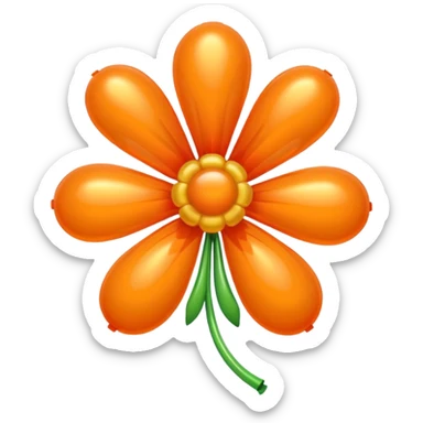 Orange flower, balloon style, shiny, inflated look sticker