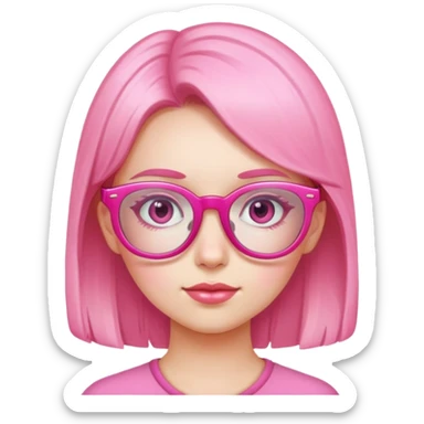 Girl with pink glasses  sticker