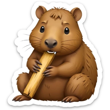capibara chewing wood sticker
