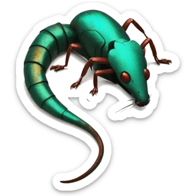 Black red gold green cyan rusty grunge effect scratched patina rat mouse scorpion tail stinger  sticker