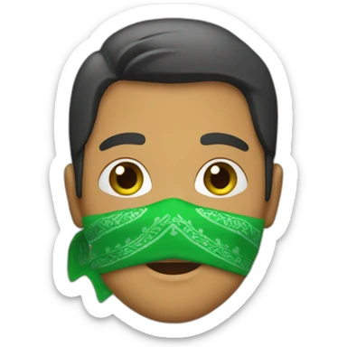 a person with a green bandana on his face sticker