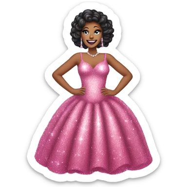 drag queen full body pink sparkle dress sticker
