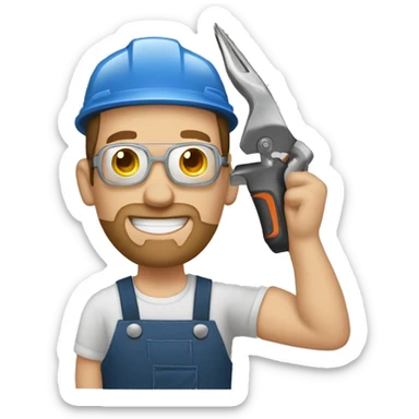 Caucasian man welding sticker