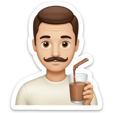 a man with a comb over and a small chocolate milk mustache  sticker