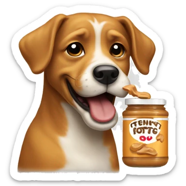 Dog licking peanut butter  sticker