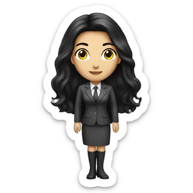 Female defense attorney with long black hair sticker
