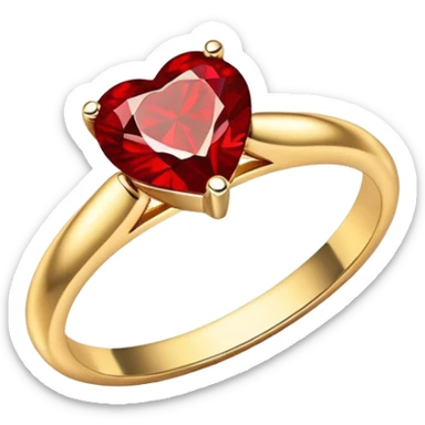 Red Diamond heart gold ring sticker