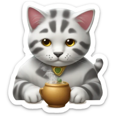 un gatito tomando mate argentino sticker