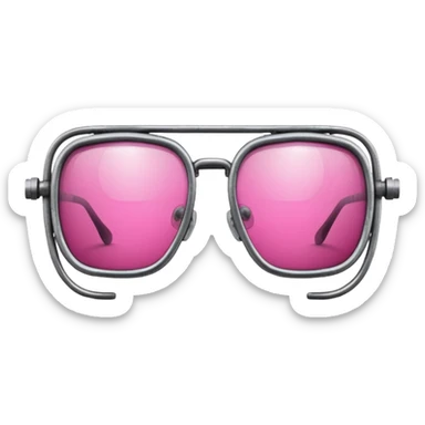 retro style welding glasses with pink lenses, vintage safety eyewear sticker