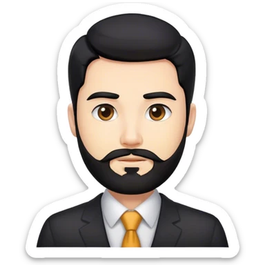black hair beard white skin business man  sticker