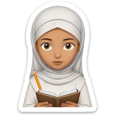 muslim girl writing in notebook sticker