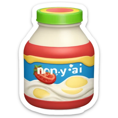 Mayonnaise bottle with red lid  sticker