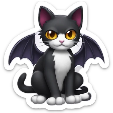 Cute edgy cool kawaii vampiric dark cat-Fakémon-Digimon with bat-wings as ears sticker