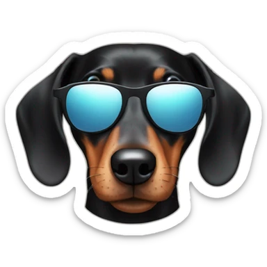 black dachshund in sunglasses head shot sticker