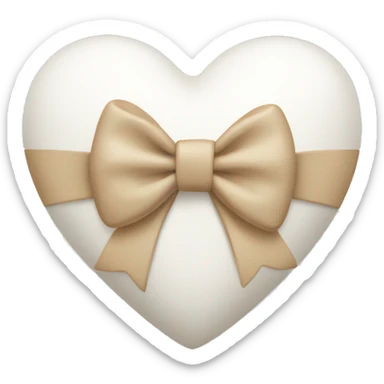 white heart with beige bow sticker