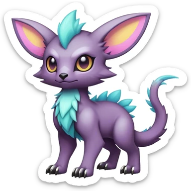 cool colorful dark pastel edgy fantasy animal hybrid Fakemon full body sticker