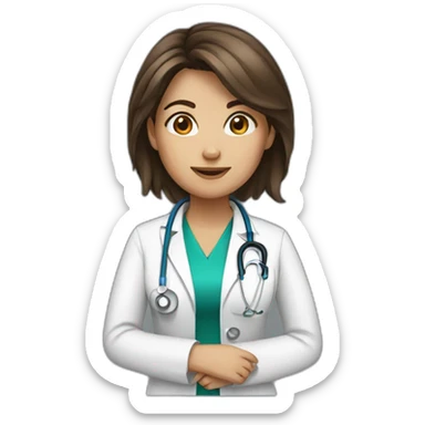 brown hair  female doctor sticker