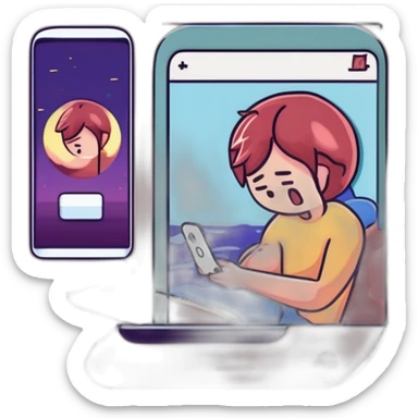 sad man taking a selfie wiith his phone while crying sticker