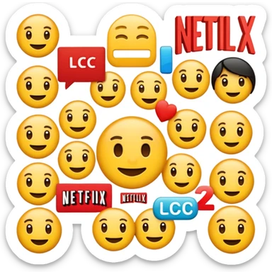 Create a fun Netflix emoji with the letters "LCC" integrated prominently in the logo sticker