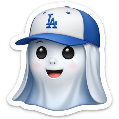 Cute Halloween ghost wearing a Los Angeles dodgers cap sticker
