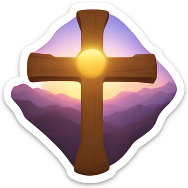 cross with sunset behind it  sticker