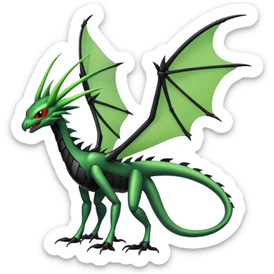 Gothic Black Edgy Futuristic Flygon-Scyther-Fakemon-creature Full Body sticker