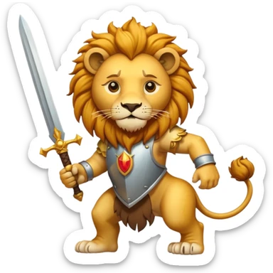Please create a lion holding a sword with a sun behind the lion? sticker