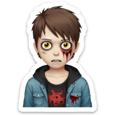 boy zombie with brown hair emo sticker
