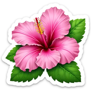 pink hibiscus with leaves sticker