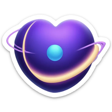 heart shape purple and blue Saturn planet sticker