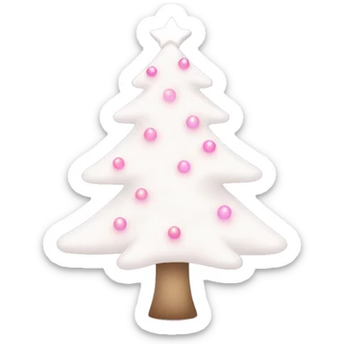Cute white Christmas tree with light pink shining Christmas lights  sticker