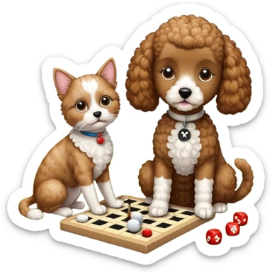Cat playing tic-tac-toe with a poodle sticker