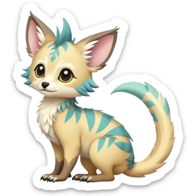 Feral Rare Fantasy cute realistic pastel tropical Vernid-Trico-species by LiLaiRa, random markings, tufted tail, tufted ears, full body sticker