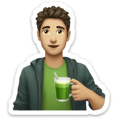 italian young man drinking matcha sticker