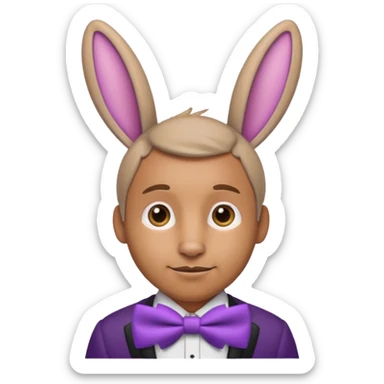 Rabbit ears and purple bowtie wearring man sticker