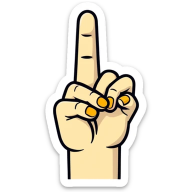hand with middle finger and ring finger extended, other fingers closed sticker