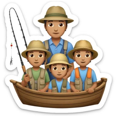 Father and sons fishing on a boat sticker