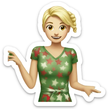 Blonde decorating a Christmas tree ￼ sticker